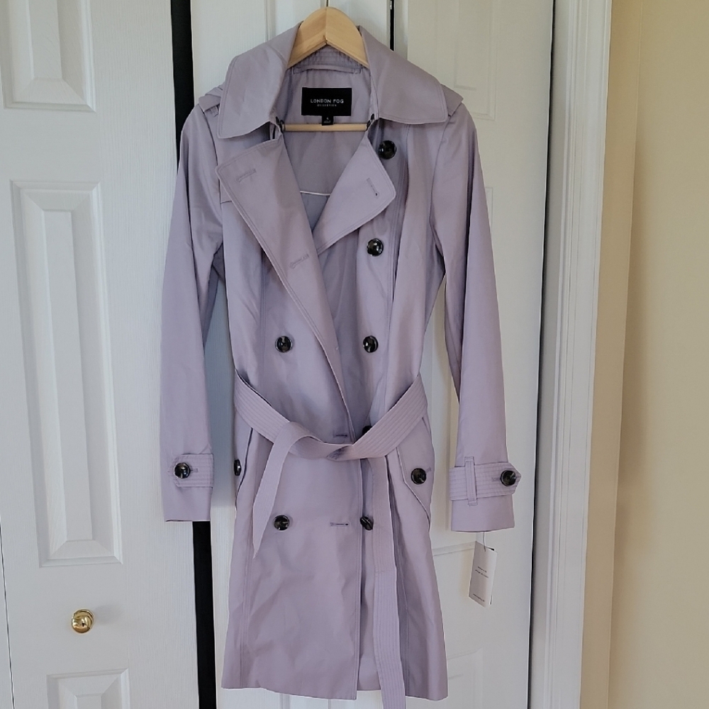 London Fog Purple Trench Coat with Belt